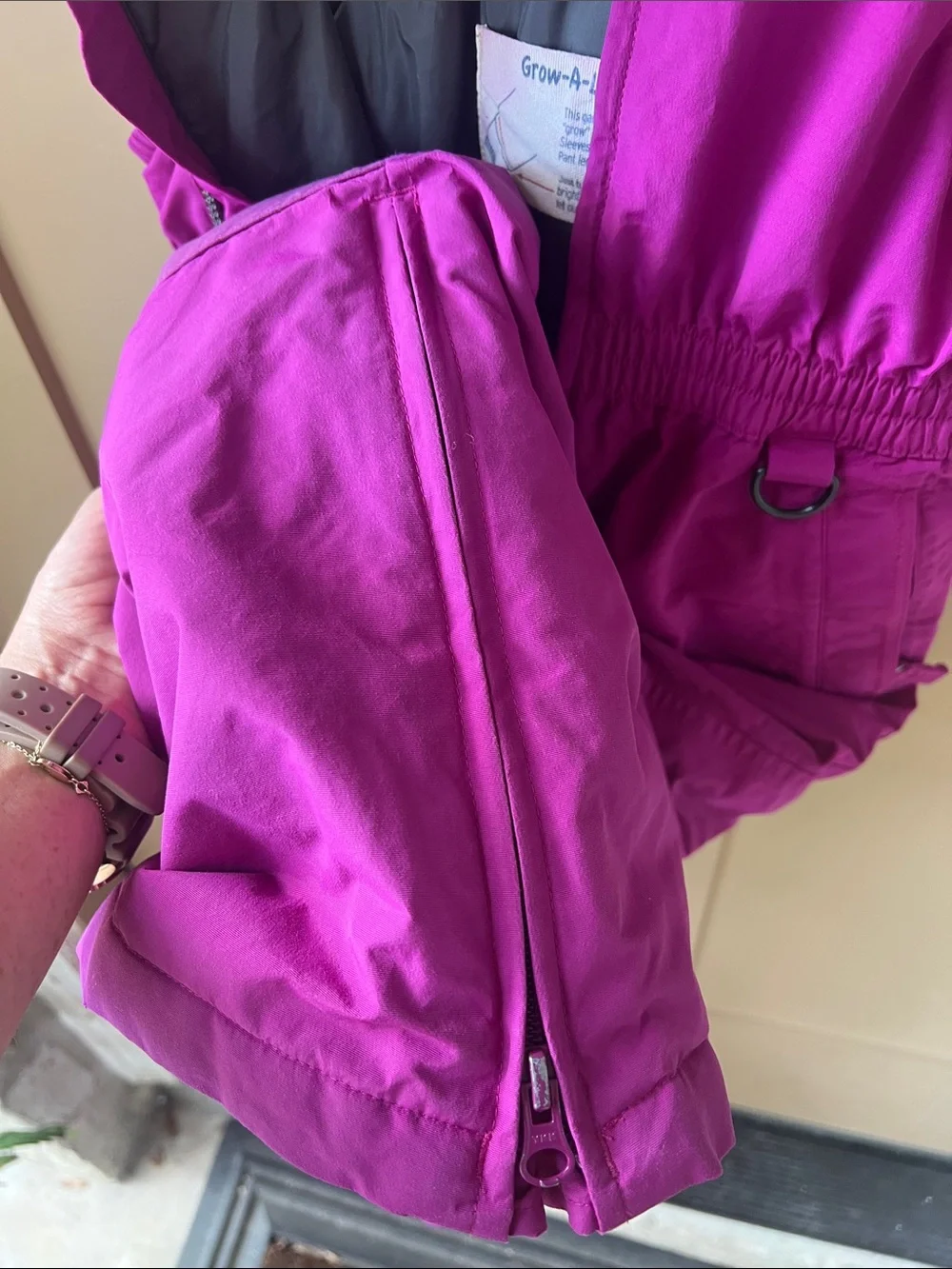 Land’s End Magenta Kids 10 Slim Squall Growalongs Ski Bibs